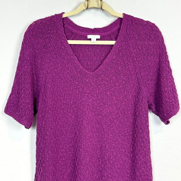 J. Jill Dimensional Short Sleeve V-neck Sweater M - Picture 3 of 10